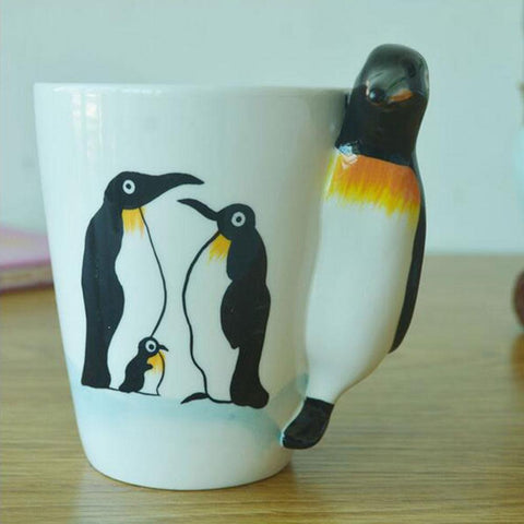 Hand Painted Penguin 3D Mug