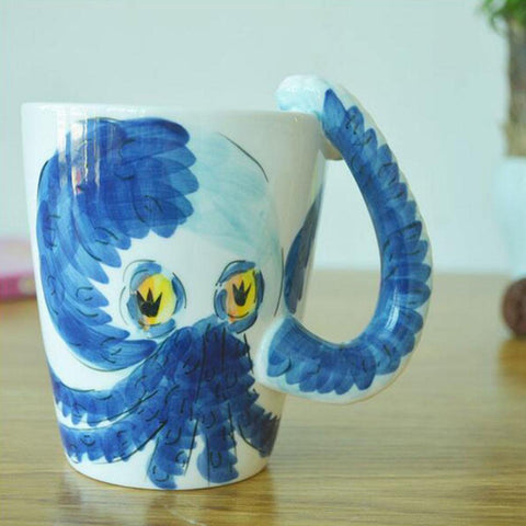 Hand Painted Octopus 3D Mug