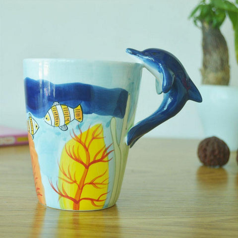 Hand Painted Dolphin 3D Mug