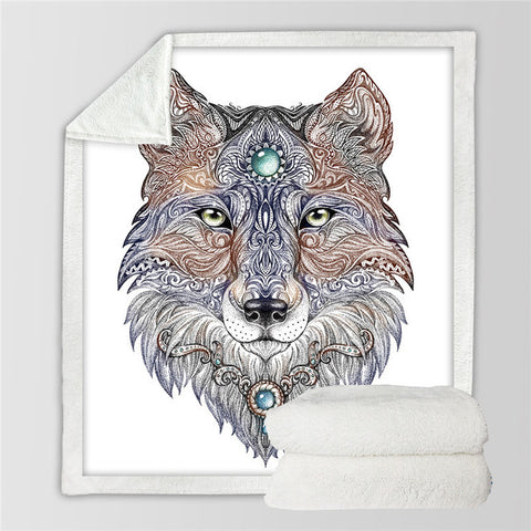 Tattoo Head Wolf Blanket