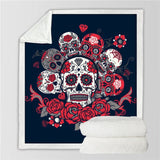 Sugar Skull Roses Blanket