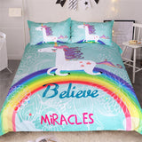 3-Piece Rainbow Unicorn Bedding Set